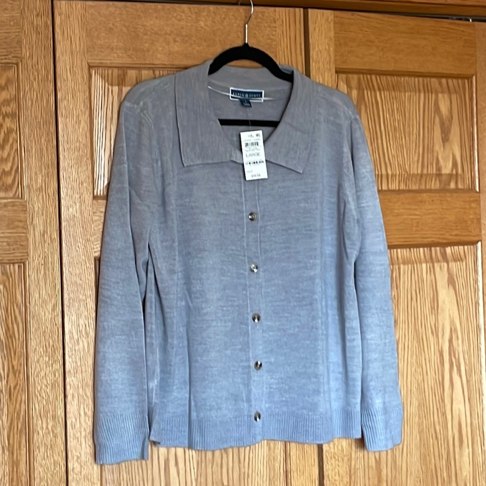NWT Karen Scott gray cardigan sweater